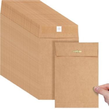 Imagem de Teling 50 peças Manilla Envelopes Fecho Kraft Catálogo com Fecho para Armazenamento de Correio 12,7 kg Papel Kraft Envelope para Escritório Documento Escola Negócios Casa (Marrom, 12,5 x 7,5)