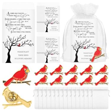 Imagem de Misdary Conjunto de 50 broches comemoração de favores da vida, flores em memorial, alfinetes de favores de funerais, cartões de poema Forget Me Not com sacos de organza presente memorial para retorno