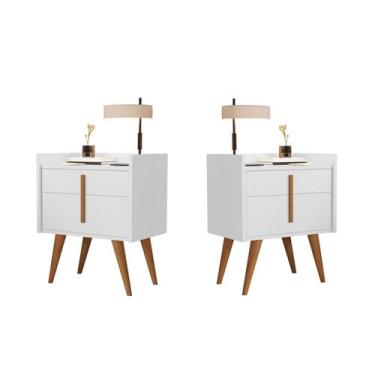 Imagem de Kit Com 2 Mesas De Cabeceira Quarto Retrô Decorativa Canto Lateral - D