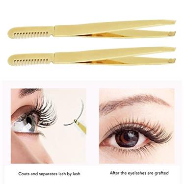 Imagem de 2pcs Slant Pointed Tweezer Comb Stainless Steel High Hardness Double Headed Tweezer Comb Golden Slant Pointed Tweezer Comb.