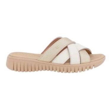 Imagem de Tamanco Salto Plataforma de Couro Feminino Usaflex UC21002003 Dourado-Feminino