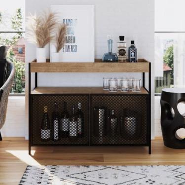 Imagem de Aparador Buffet Bar Metalic Estilo Industrial 100cm 02 Portas Móvel na