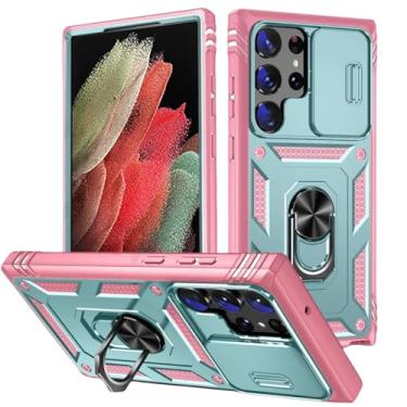 Imagem de HJZSZX Para Samsung S23 FE Câmera Slide Lente Case Protetora Grau Resistente Cove (Para Samsung S23 FE/Verde Rosa)