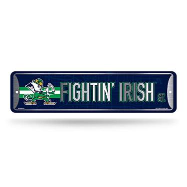 Imagem de Rico Industries NCAA Notre Dame Fighting Irish Home Décor Placa de metal (10 x 38 cm) - Ótimo para casa, escritório, quarto e caverna masculina - Feito