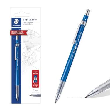 Imagem de STAEDTLER Lapiseira Mars Tehnical, suporte de grafite de 2 mm (#2) com apontador integrado - lápis de desenho e esboço com clipe de metal e avanço de botão de pressão