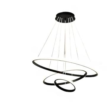 Imagem de 3 Cores em 1 luz Lustre Para Sala Lustre Pendente Cozinha Luminária de Teto Led Nordic Moderno Decoração Para Sala(Estilo A/Preto / 220V)