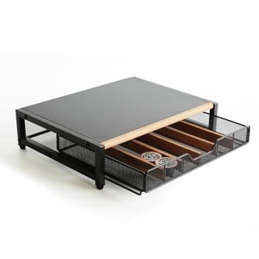 Imagem de WILDMOS Gaveta de cápsulas de café, organizador de estação de café para armazenamento de cápsulas de café, placa divisória de madeira maciça móvel, acessórios de balcão de café para cápsulas Nespresso