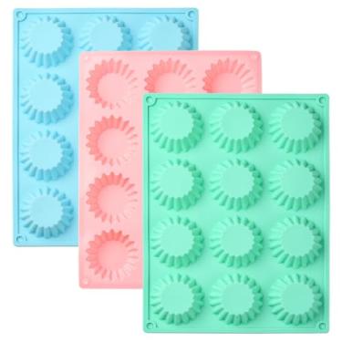 Imagem de UR URLIFEHALL 3 moldes de silicone para muffins de silicone, formas de cupcake reutilizáveis, para assar, geléia, doces, pudim, biscoitos, sabonete