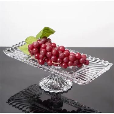 Imagem de Travessa Retangular em Vidro Transparente com Pé, 35 x 16 cm, Altura 11,5 cm