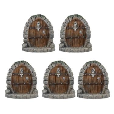 Imagem de Milisten 5 Peças de Decorações de Resina para Porta de Jardim, Portão Em Miniatura Cor de Café, Micro Ornamento de Paisagem para Vasos de Plantas, Decoração para Casa