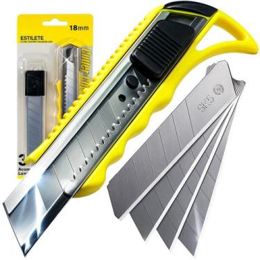 Imagem de Estilete 18mm Profissional Multiuso Trava de Segurança Cortador de Pap