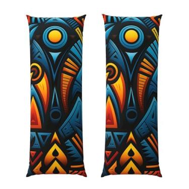 Imagem de Capa de travesseiro corporal com zíper oculto, fronha longa de microfibra macia e respirável para travesseiro corporal, capas de travesseiro de padrão têxtil estilo africano para dormir, presente de