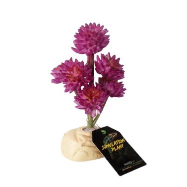 Imagem de NOMOYPET Planta Artificial Amaranto Rosa para Terrário, Decoração para Répteis, Base Decorativa Incluída, NFF-31