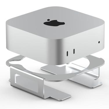 Imagem de IFCASE Suporte de mesa de alumínio para Mac mini M4/M4 Pro 2024 - resfriamento aprimorado, fácil acesso ao botão liga/desliga, organização da mesa (prata)