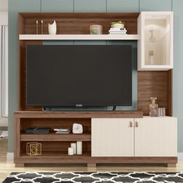 Imagem de Estante TV 55 Pol 190cm Sala de Estar Liri Nogueira/Off White C01 - D'
