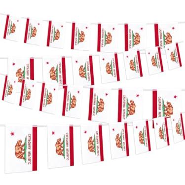 Imagem de Faixa de bandeira da Califórnia de 10 metros, 30 peças de mini bandeiras estaduais, vermelho branco e verde para o dia da Califórnia, desfiles, festas ocidentais, casa, jardim e decorações ao ar livre