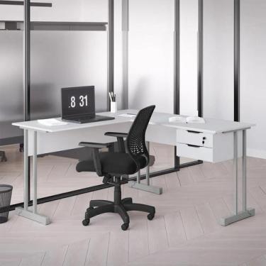 Imagem de Mesa de Escritório em L Ethos Estilo Industrial 2 Gavetas com Chave Es