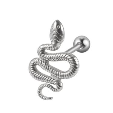 Imagem de Niaspi Anel de barra de língua de serpente para mulheres e homens em aço inoxidável piercing piercing joia declaração cobra internamente roscada barra reta halteres joias corporais, 14g, Aço