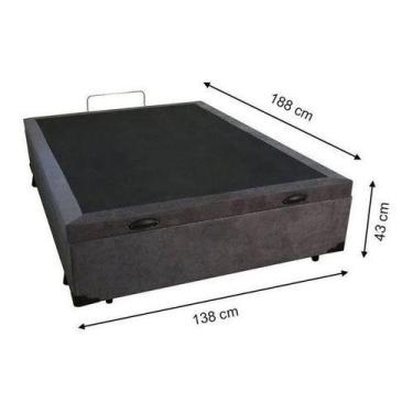 Imagem de Base Box Bau Casal Suede Reforçada Blindada - So1clique, Cinza
