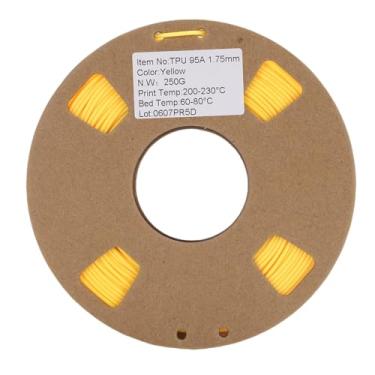 Imagem de Zyyini Filamento da Impressora 3D, 1,75 Mm TPU Filamento Flexível Alta Elasticidade Deformada Mínima Com ± 0,02 Mm de Precisão, para Solas de Sapatos Relógios Bandas de Drones Peças de (Amarelo)