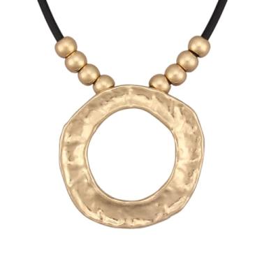 Imagem de JAOYU Colares boêmios para mulheres, colar de couro, pingente de madeira, gargantilha longa, marrom, círculo, boho, joia hippie, Large, Couro sintético, Sem Pedra Preciosa