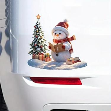 Imagem de Boneco de neve, árvore de Natal, boneco de neve, floral, PVC, vinil, decalques autoadesivos à prova d'água para carros, laptops, caminhões, motocicletas, parede, janela, bagagem, capa de arranhão