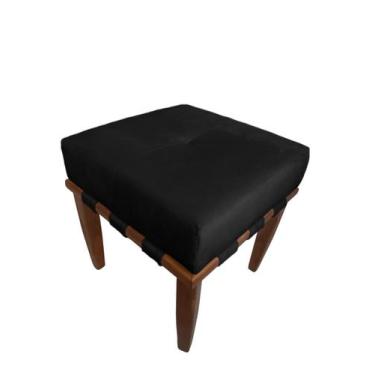 Imagem de Banqueta Puff quadrado preto pé palito - Roggi HD