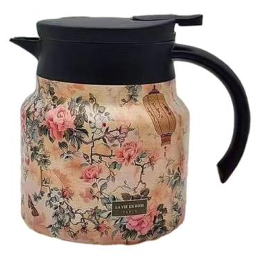 Imagem de MotiveTech Bule de Chá, Jarra de Café com Coador de Chá, Chaleira Térmica, Recipiente para Bebidas de Chá Branco Envelhecido, Cáqui, Tamanho real