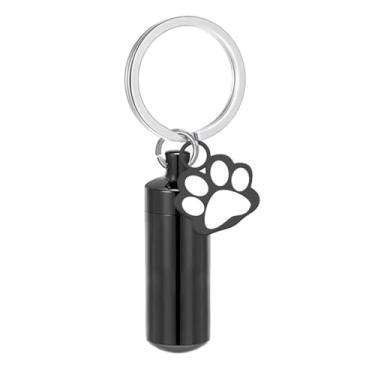 Imagem de Dualoai Urna para animais de estimação, chaveiro, urna para lembranças, recipiente compacto, suporte para pelos de cachorro, chaveiro resistente, enfeite, Preto