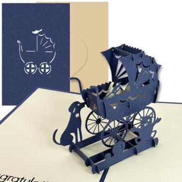 Imagem de Life-Mate Cartão Pop Up para chá de bebê, cartão comemorativo 3D com envelope para carrinho de bebê, 10 x 15 cm, para chá de bebê, recém-nascido, parabéns