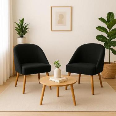 Imagem de Kit 2 Poltrona Cadeira Lua Pés Palito Sala Quarto Luxo - Cema Decor, P