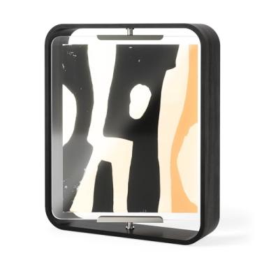 Imagem de Umbra Porta-retrato de mesa Bellwood 20 x 25 cm com acabamento de madeira dobrada e visor giratório de dois lados, nogueira