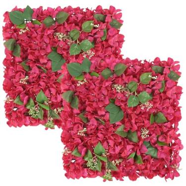 Imagem de IPOPU Pacote com 2 painéis de parede de flores rosa profundo, 50 x 50 cm, buganvílias, flores artificiais, painéis de buganvílias, pano de fundo de flores para festa, casamento, decoração de flores