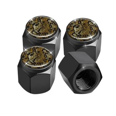 Imagem de Pacote com 4 tampas de haste de válvula de pneu, tampas de haste de roda de carro, tampas de válvula de ar de alumínio, ajuste universal para carros, SUVs, caminhões, bicicletas e motocicletas