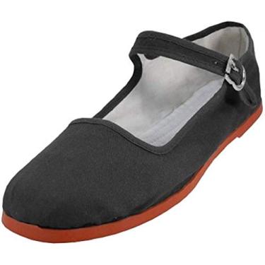 Imagem de Shoes8teen Sapatilhas femininas, Mary Jane, balé, Lona preta 114, 38