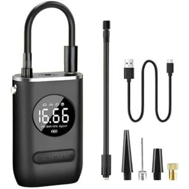 Imagem de Calibrador Portátil Compressor Bomba De Ar Digital Com Lanterna LED para Encher Pneus de Carro, Moto, Bike, Bicicleta, Bola e Piscina Inflável Premium