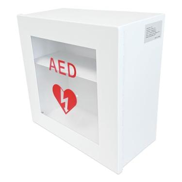 Imagem de Plugsharge Gabinete de armazenamento de parede para desfibrilador DEA não alarmado – Gabinete desfibrilador de aço para emergência na igreja, academia, casa, escritório, armazém