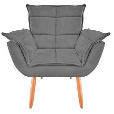 Imagem de Poltrona Decorativa Opala Suede Grafite Luxo para escritório - JBF