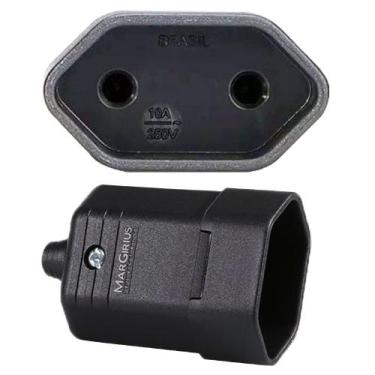 Imagem de 100 Plugue Plug Tomada Femea 10a 2 Pinos Preto Margirius