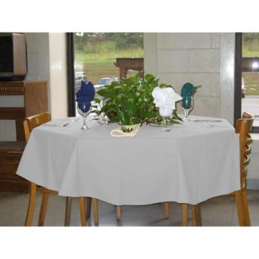 Imagem de Intedge TCMP83R Toalha de mesa, 210 cm de diâmetro, redonda, borda com bainha, 100% poliéster, feita nos EUA, branca, 1 cada