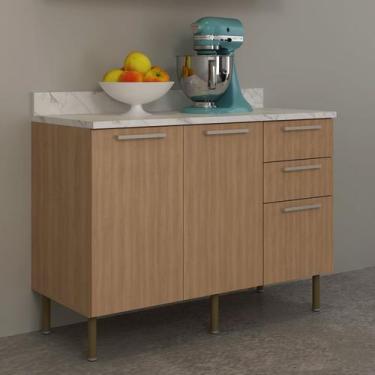 Imagem de Balcão 120cm com 2 Portas 3 Gavetas Divisor de Talheres e Tampo Cz - T