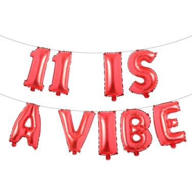 Imagem de Eleven is a Vide Birthday Decor Balloon Banner Groovy 11th Birthday Party Decor Retro Rainbow Balloon Hippie 70s 11th Bday Supplies for Girl Retro Hippie Party (11 IS A VIBE Red)