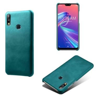 Imagem de Capa para Asus Zenfone Max PRO(M2) ZB631KL,Proteção contra quedas,Casca de volta de cor sólida simples,Design de couro de imitação de plástico-Green