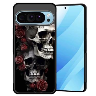 Imagem de BFUKVOU Capa para Pixel 10 Pro XL, capa rígida de policarbonato + TPU macio, antiderrapante, ultrafina, à prova de choque, para Google Pixel 10 Pro XL 6,8 polegadas 2025, caveira rosa