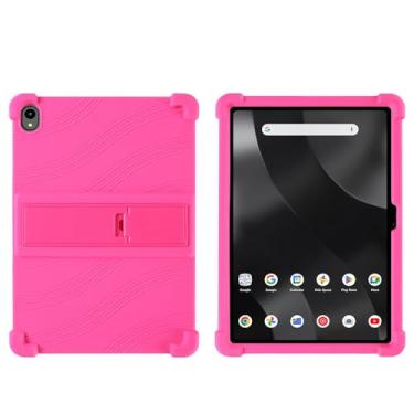 Imagem de Kwamaz Capa para tablet Onn de 11 polegadas (2024) modelo 100146660, capa infantil de silicone macio com suporte para Walmart Onn Surf Tablet capa de 28 cm, rosa