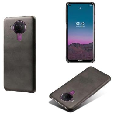 Imagem de Capa para NOKIA 5.4,Proteção contra quedas,Casca de volta de cor sólida simples,Design de couro de imitação de plástico-Black