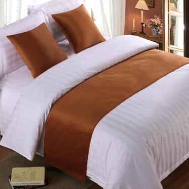 Imagem de Lenço de corredor de cama de veludo macio cachecol colcha de cama de luxo protetor de cama para quarto hotel decorativo para pé da cama queen king size toalha de cama - café||50 x 210 cm para cama de