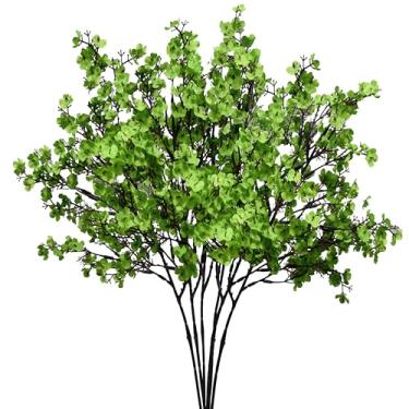 Imagem de Mandy's 6 pacotes de flores artificiais verdes para o hálito do bebê, Gypsophila de seda com hastes dobráveis para decoração de casamento de outono e arranjos de mesa