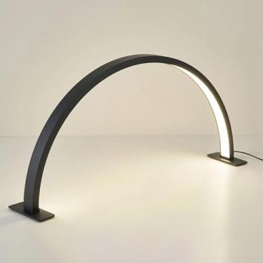 Imagem de Luminária LED de Mesa Meia-Lua 16” 3 Tons Bivolt – Luminária Arco Meia-Lua, Regulagem de Cor e Brilho, Ideal para Beleza, Cílios, Maquiagem, Tatuagem, Artesanato, Leitura e Spa (Preto)