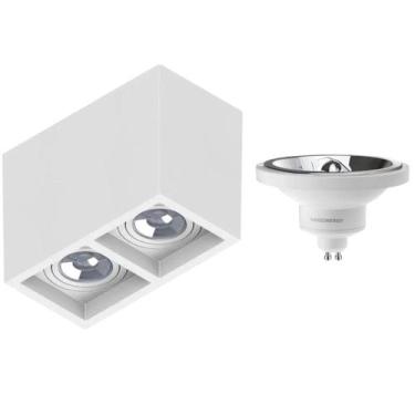 Imagem de Luminária Sobrepor P/ 2 Lâmpada Boxit + 2 Lâmpada AR111 12W 4000K - SA